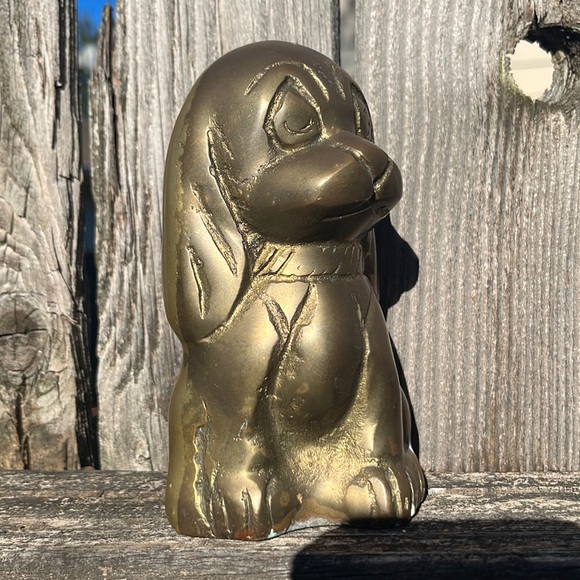 Vintage Brass Dog Figurine/ Vintage Brass Dog Home Decor - Picture 2 of 5